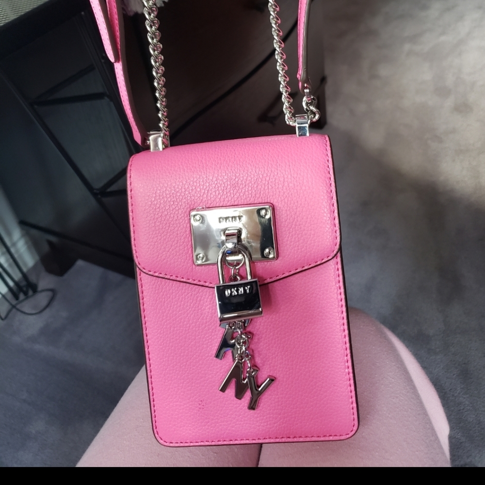 DKNY hot pink shoulder phone bag